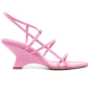 GIA BORGHINI GIA26 GIA 26 Pink leather sculpted wedge heel Women's Sandals 6 NWT